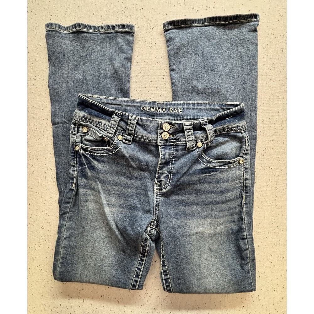 Gemma Rae Jessica Stretch Jeans Womens Size 6 Medium Wash Denim Bootcut Flap Y2K